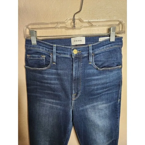Frame Ali High Rise Cigarette Jeans Womens 28 Blue Denim Cotton Marathon Zip Fly