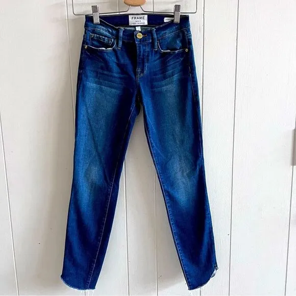 FRAME Denim Le Skinny de Jeanne Crop Jeans Tulip Raw Hem