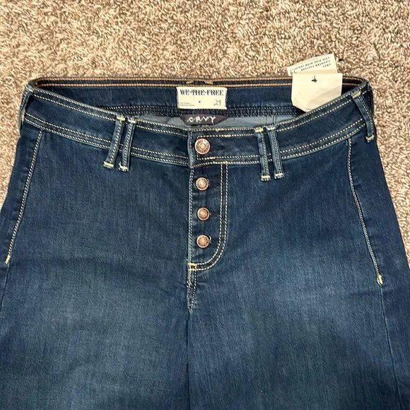 Free People We The Free Curvy Counter Culture Wide Leg Cropped Jeans