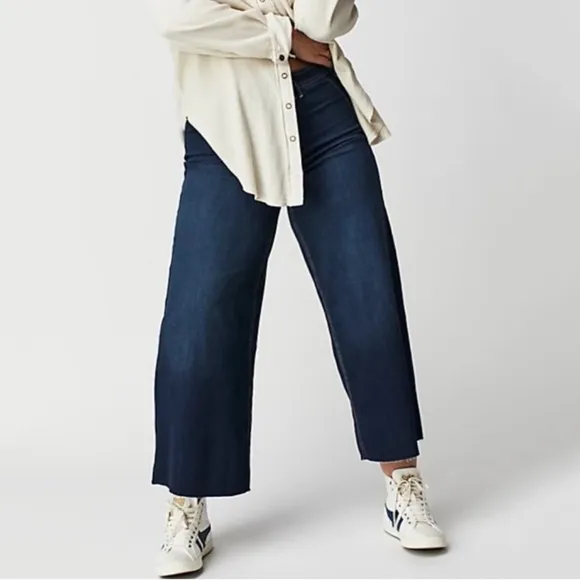 Free People We The Free Curvy Counter Culture Wide Leg Cropped Jeans