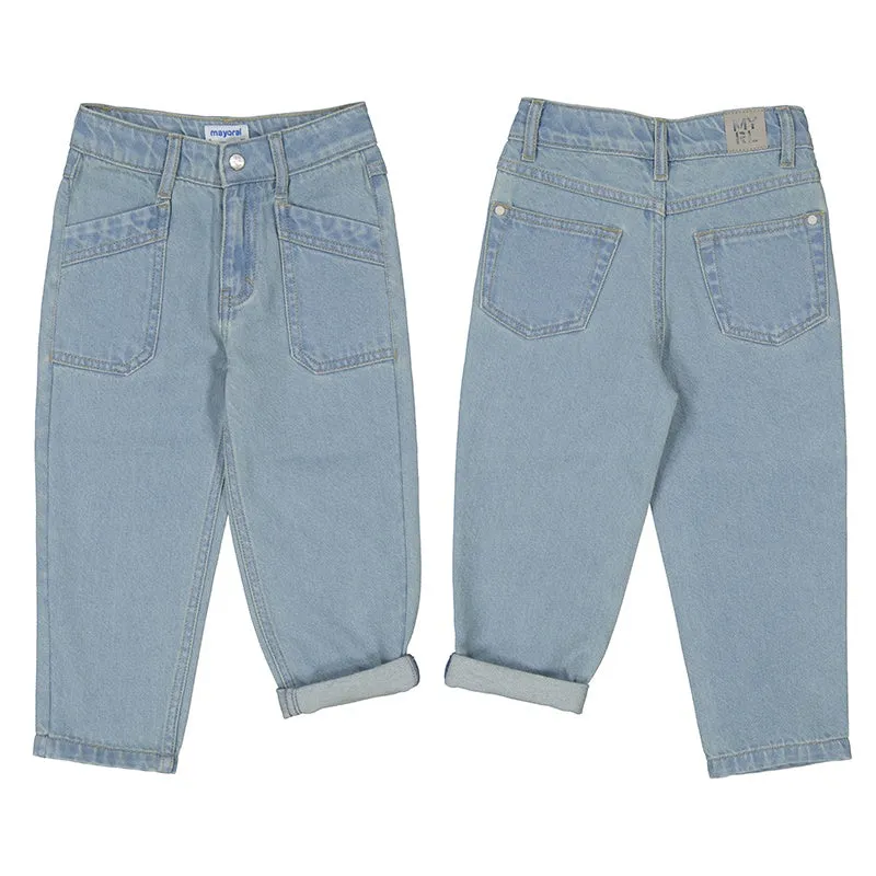 Girls Mom Fit Jeans- Bleach 3.554