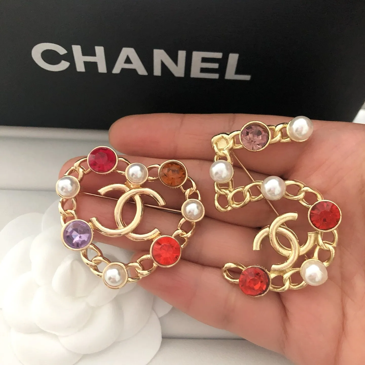 Glamorous  CC Logo Embellished Brooches
