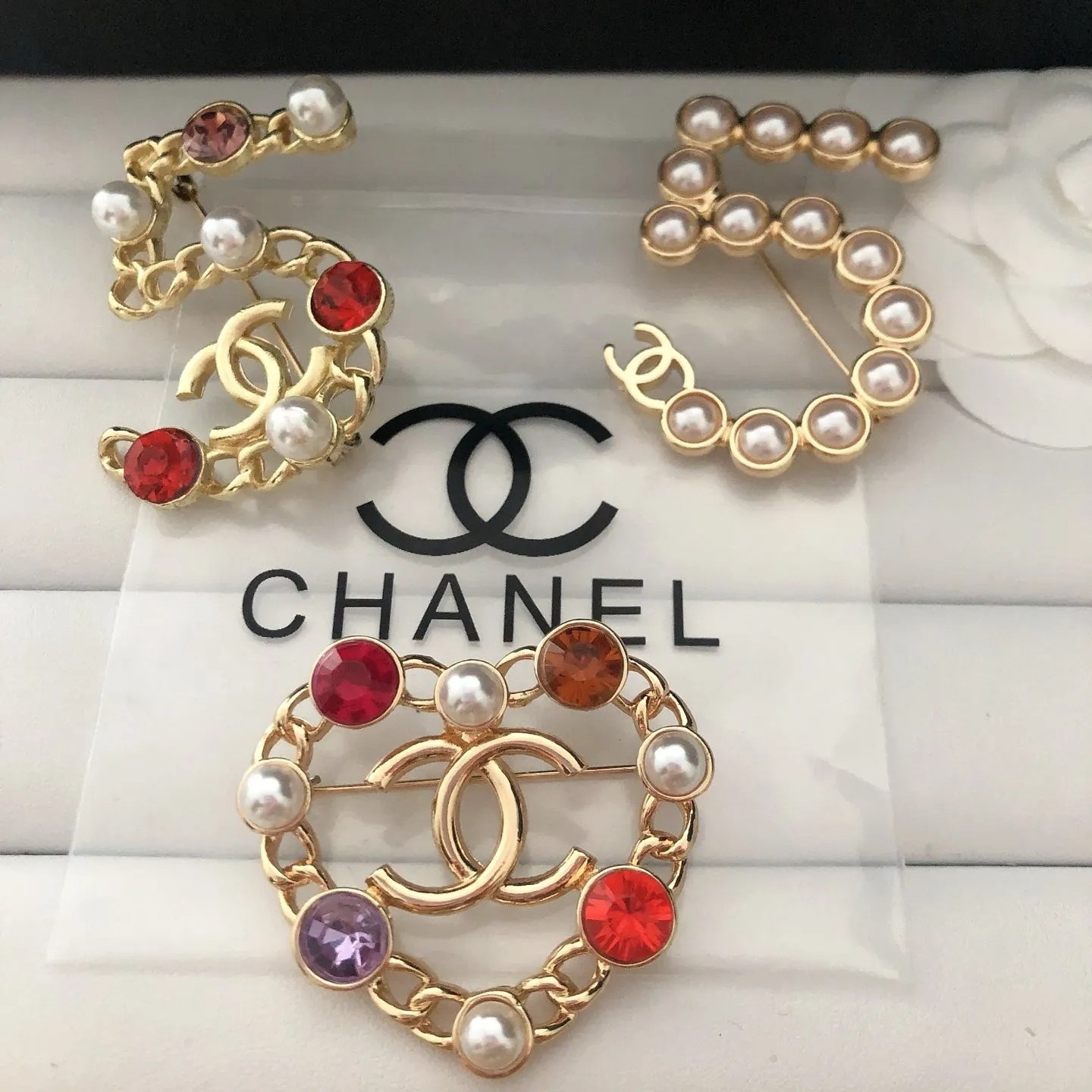 Glamorous  CC Logo Embellished Brooches