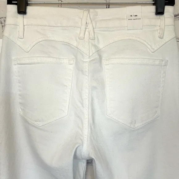 Good American Classic White High Rise Bootcut Jeans--Sz 8/29