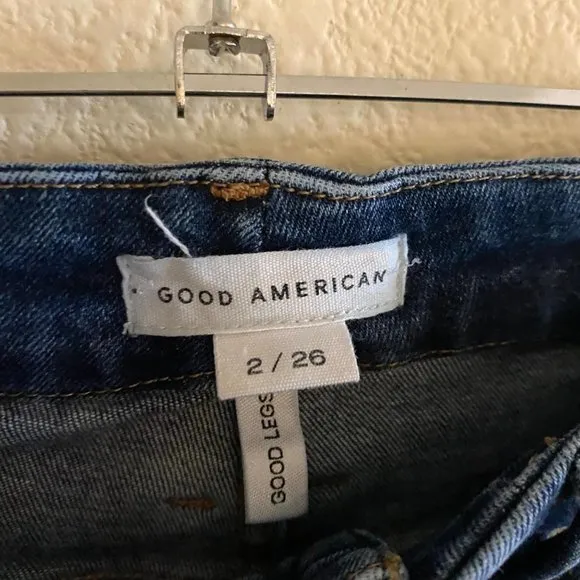 Good American Good Legs Chewed Hem High Waisted Skinny Jeans Blue429