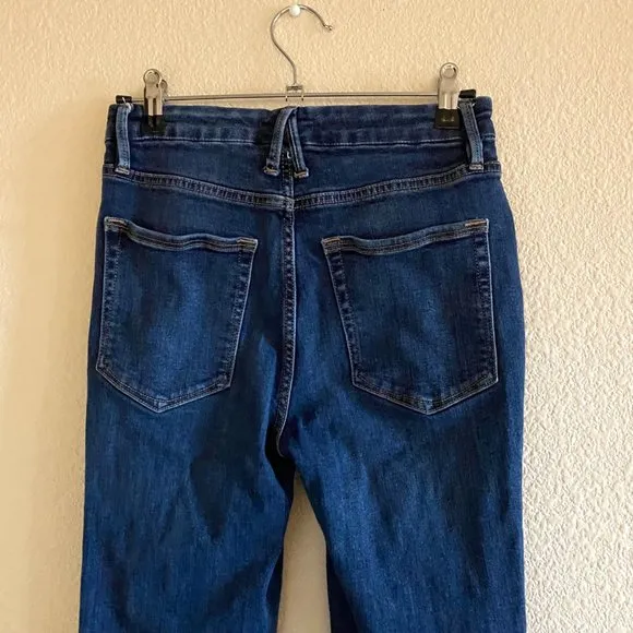 Good American Good Legs Chewed Hem High Waisted Skinny Jeans Blue429