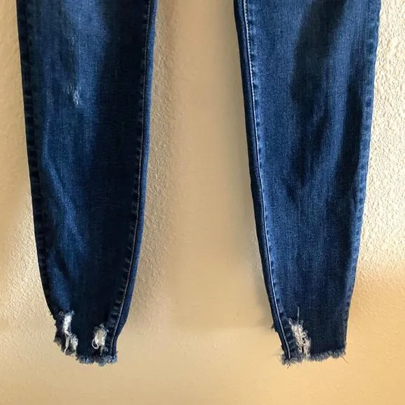 Good American Good Legs Chewed Hem High Waisted Skinny Jeans Blue429