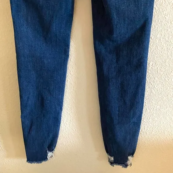 Good American Good Legs Chewed Hem High Waisted Skinny Jeans Blue429