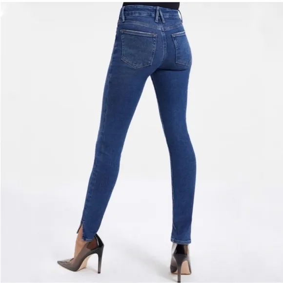 Good American High Waisted Good Legs Twisted Slit Jeans in Indigo size 4/27