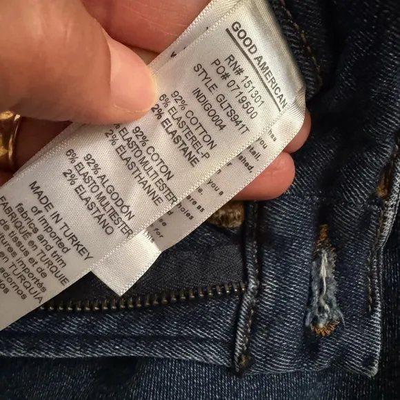Good American High Waisted Good Legs Twisted Slit Jeans in Indigo size 4/27