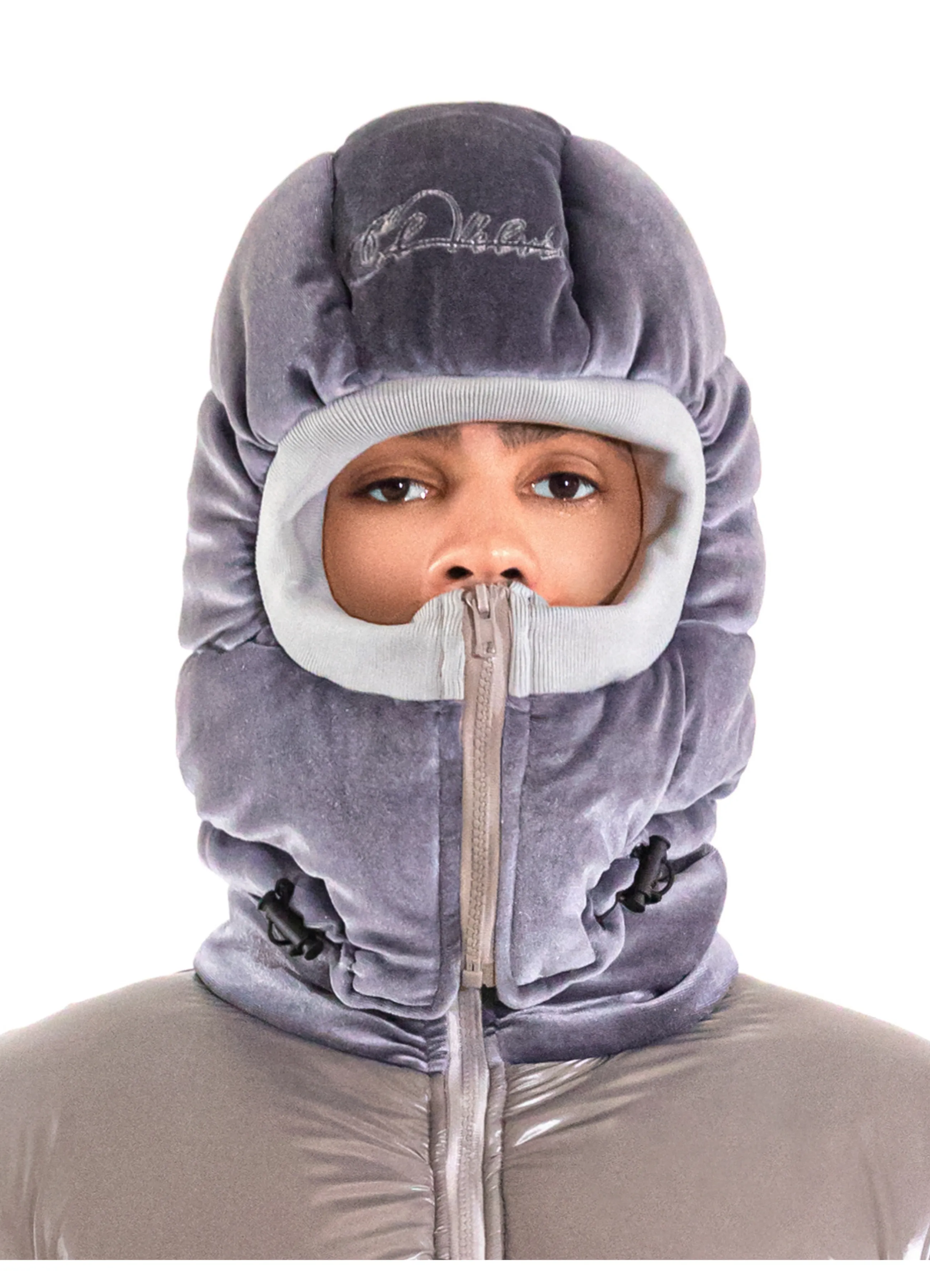 Grey Adams Velvet Puffer Jacket