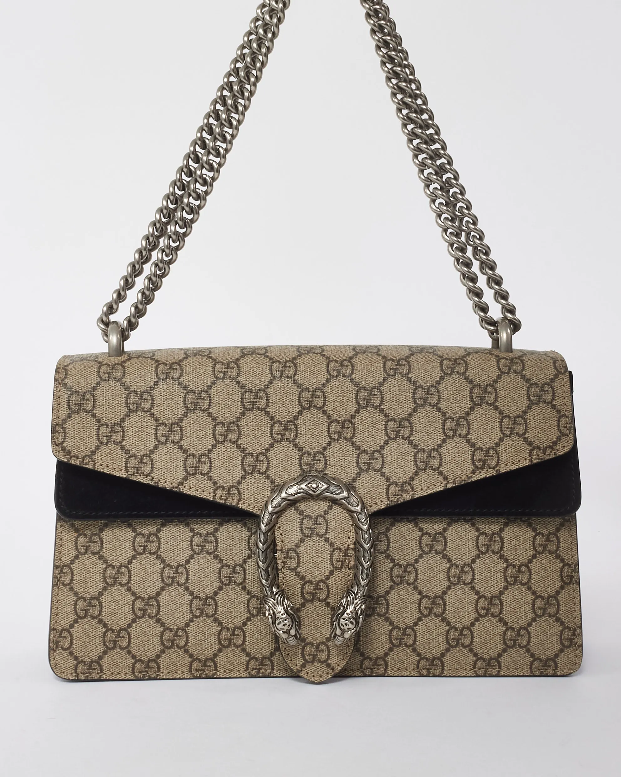 Gucci Black Velvet and GG Supreme Coated Canvas Small Dionysus Shoulder Bag