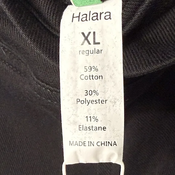 Halara Flex High Waisted Crossover Stretchy Knit Super Flare Jeans Black Denim