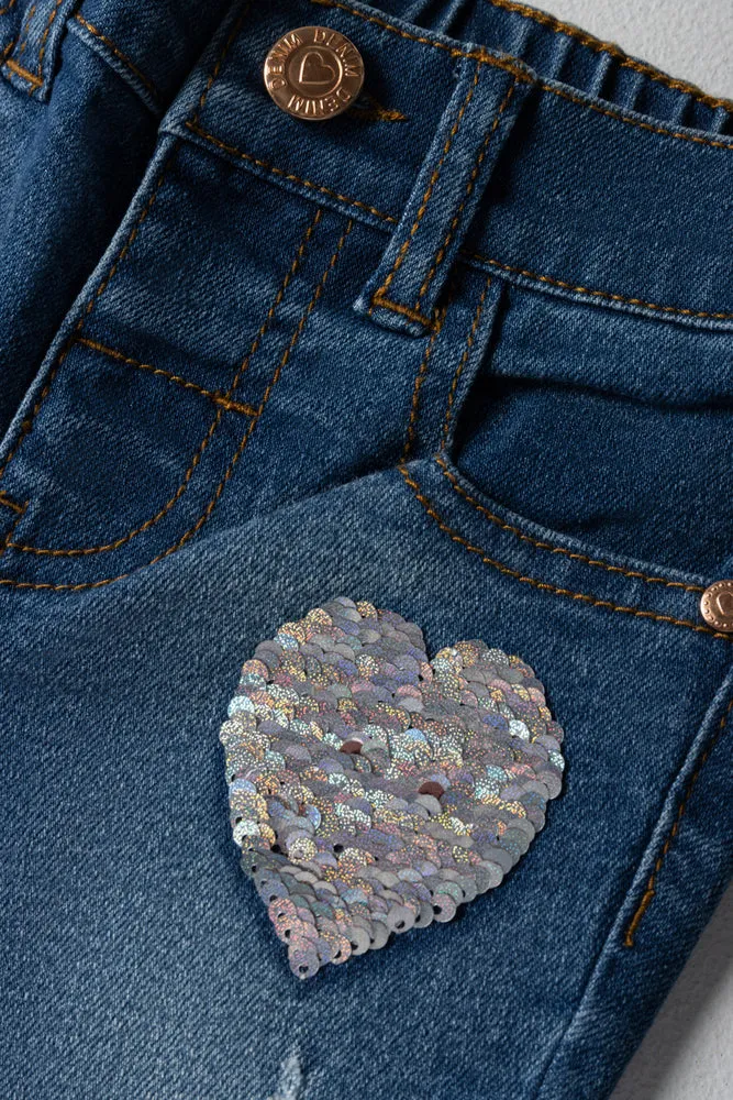Hearts Skinny Denim Jeans Blue