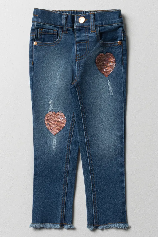 Hearts Skinny Denim Jeans Blue