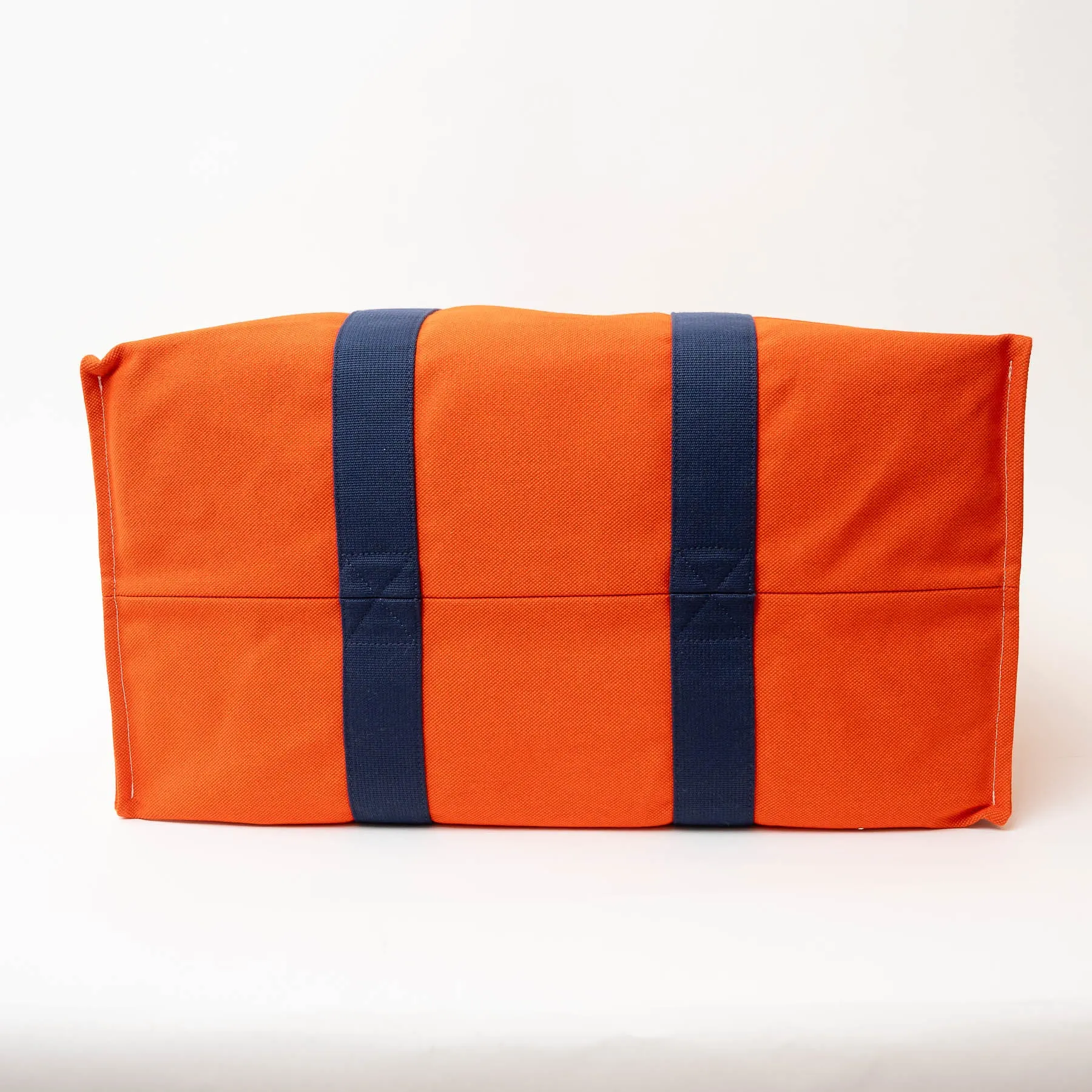 Hermes Orange and Navy Canvas Chain Motif Tote