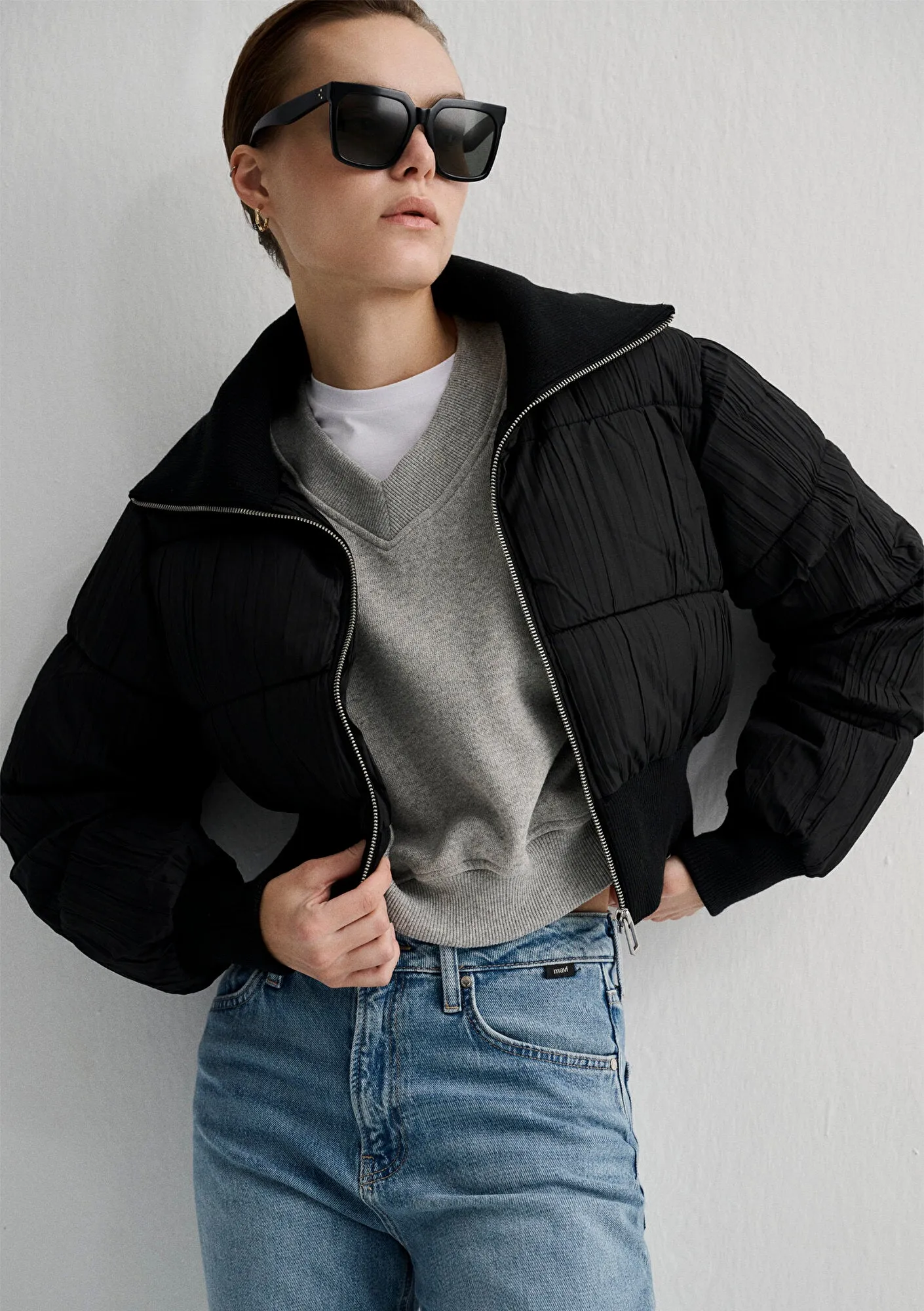 High Collar Black Jacket