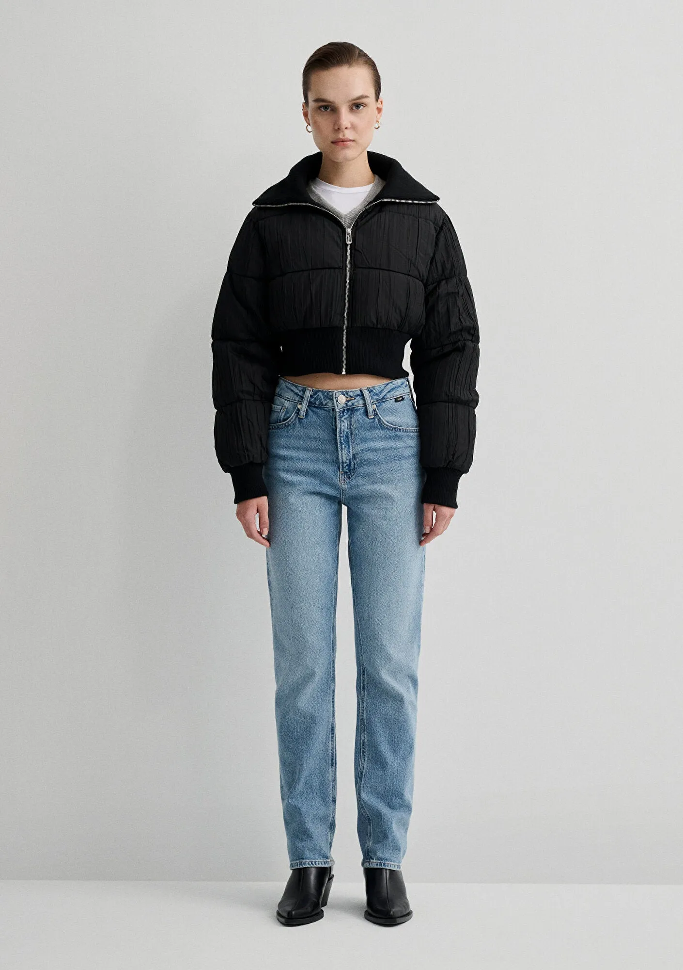 High Collar Black Jacket