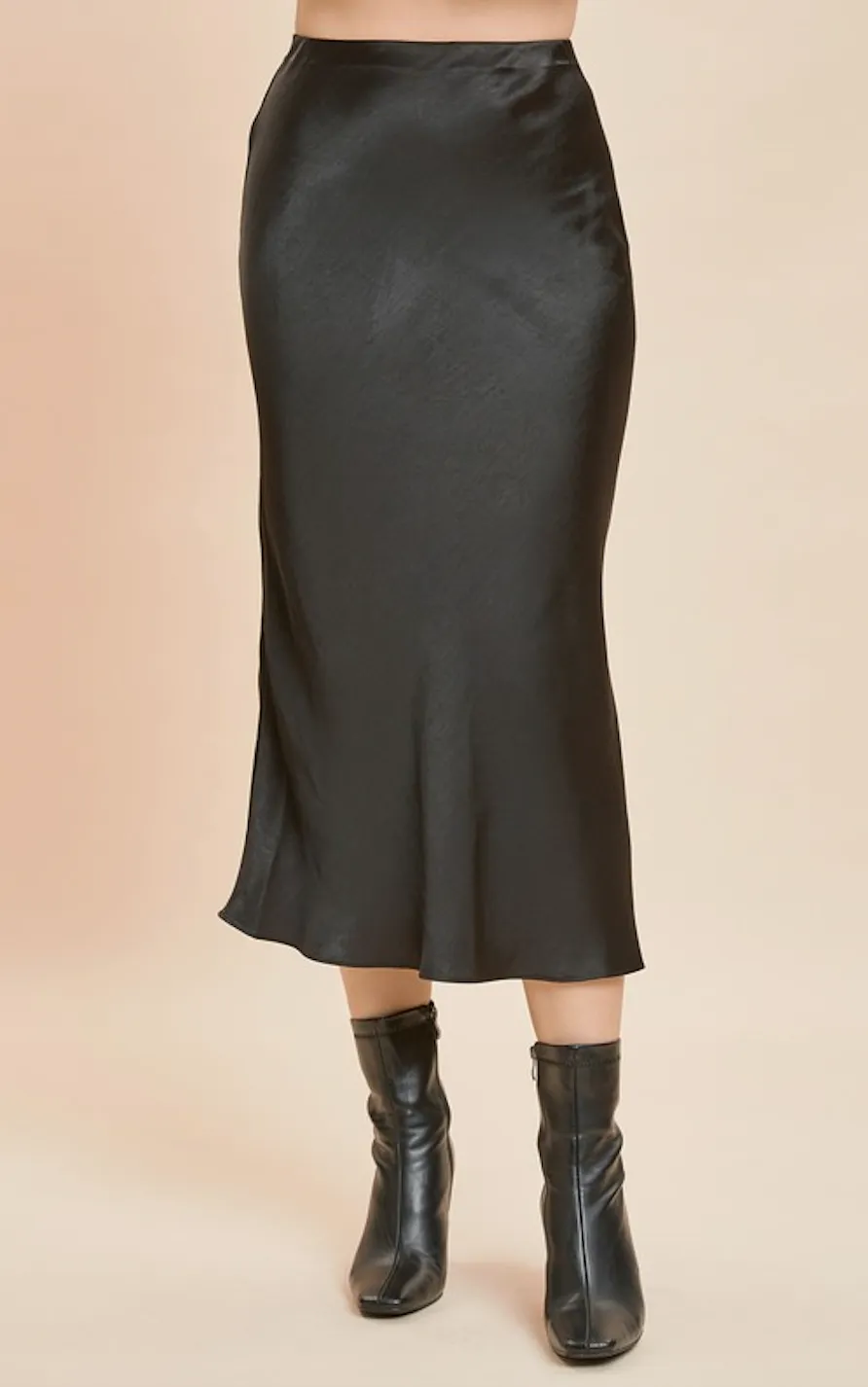 High Rise Bias Midi Skirt