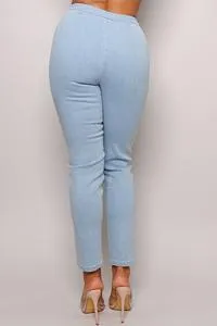 High waist front stitch slim jeans