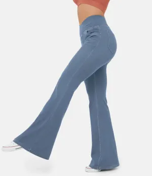 High-waisted crossover jeans