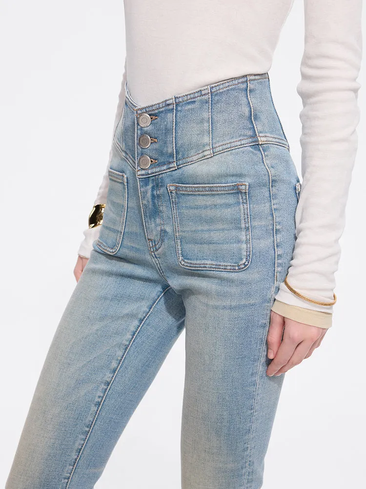 High Waisted Flared Jeans-GLENDA PLUS 5