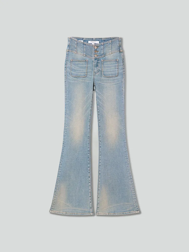 High Waisted Flared Jeans-GLENDA PLUS 5