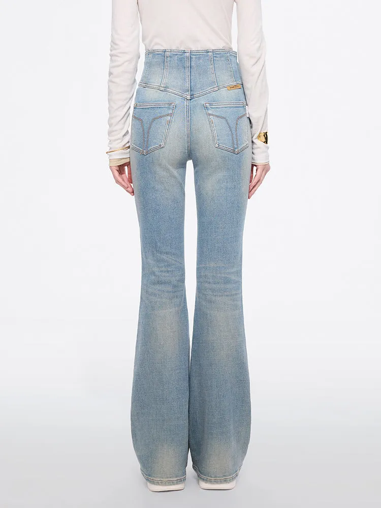 High Waisted Flared Jeans-GLENDA PLUS 5