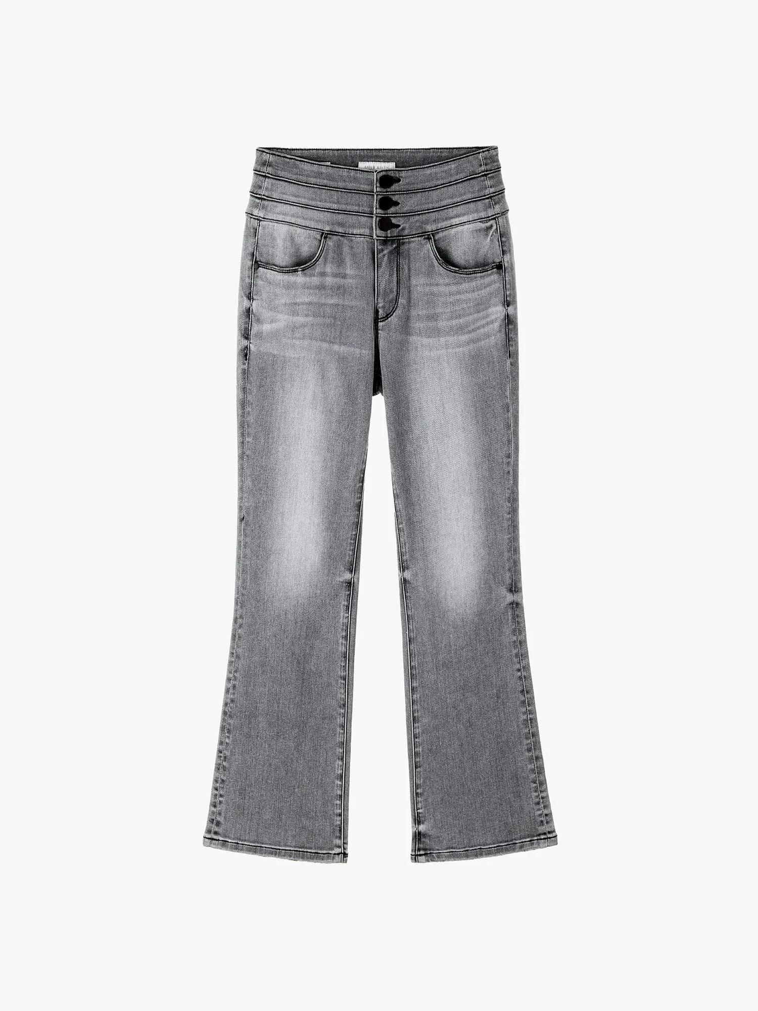 High Waisted Light Grey Flared Jeans
