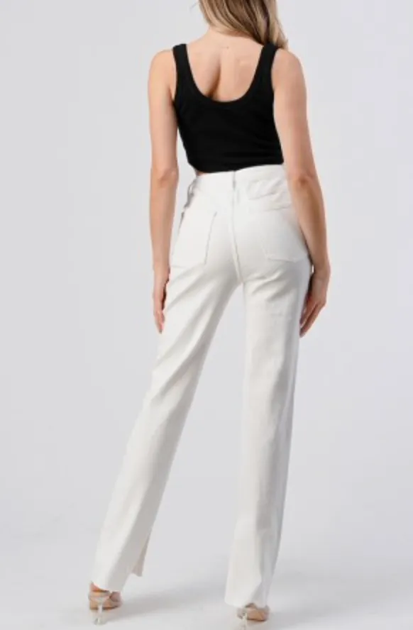 High Waisted Side Slit Jeans