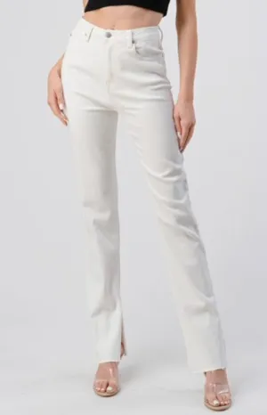 High Waisted Side Slit Jeans