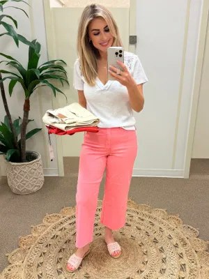 High Waisted Wide Leg Judy Blue Jeans In Pink