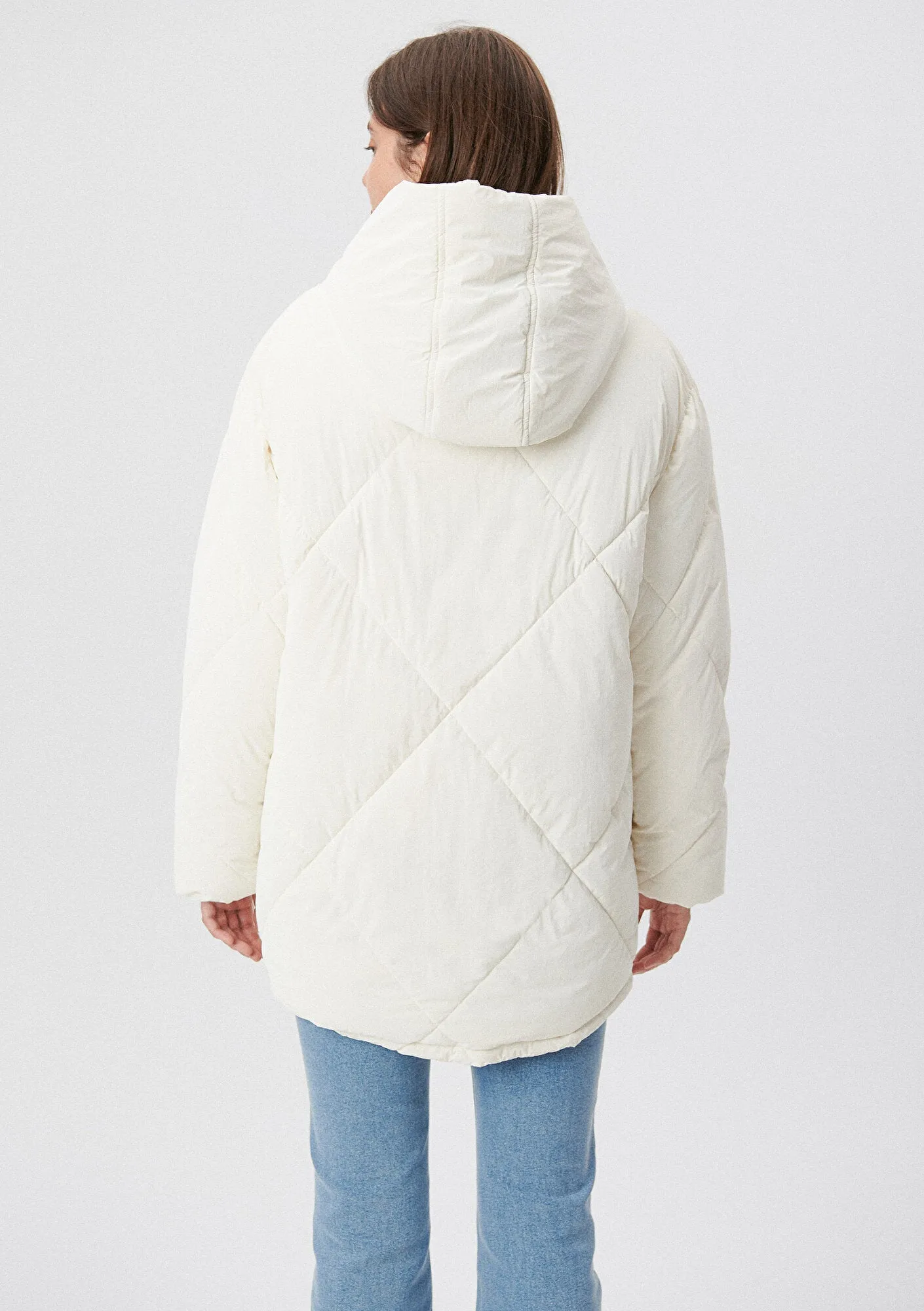 Hooded Quited White Puffer Jacket