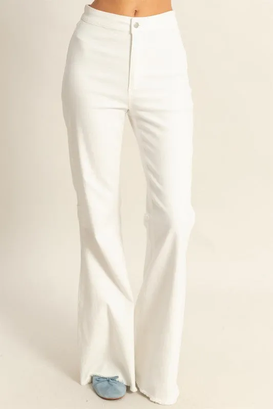 HYFVE Raw Hem High-Waist Washed Flared Jeans