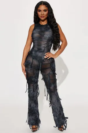 JF0432 Tie Dye Ragged Jumpsuits