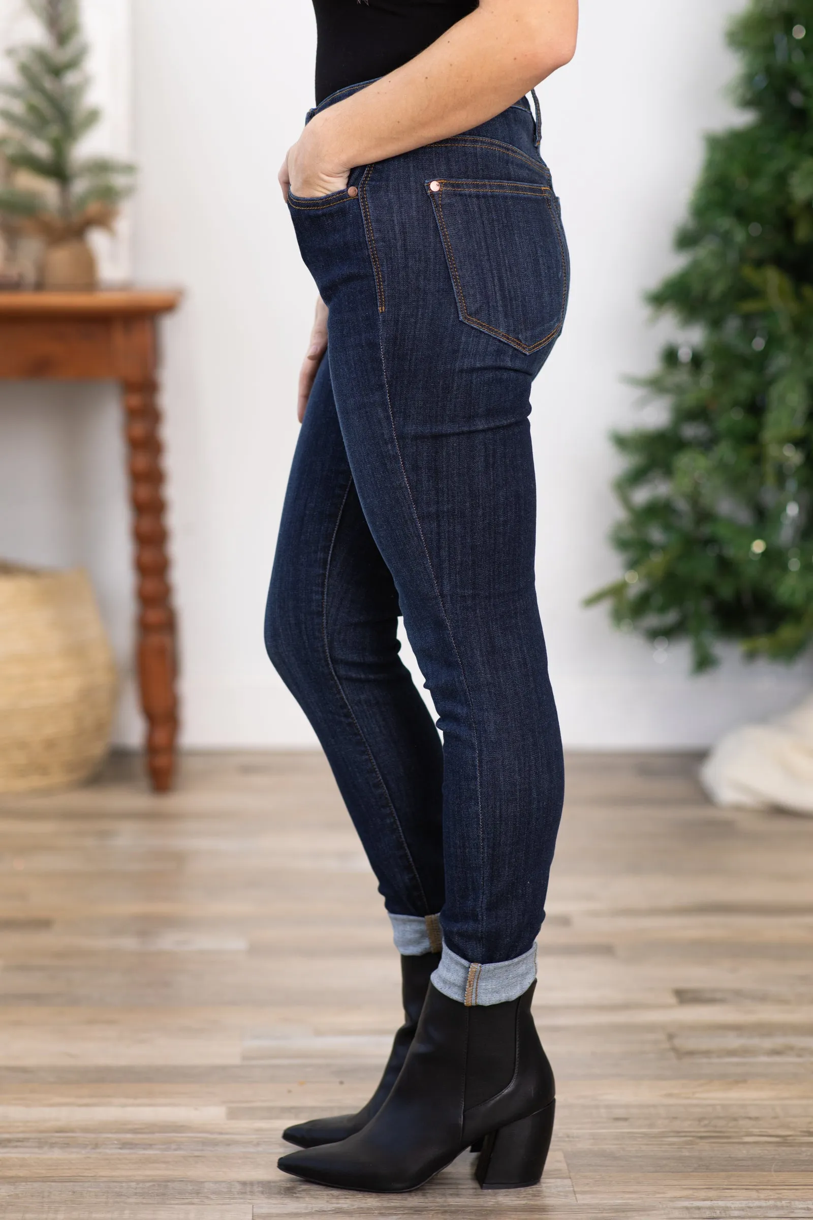 Judy Blue Dark Wash Back Yoke Skinny Jeans