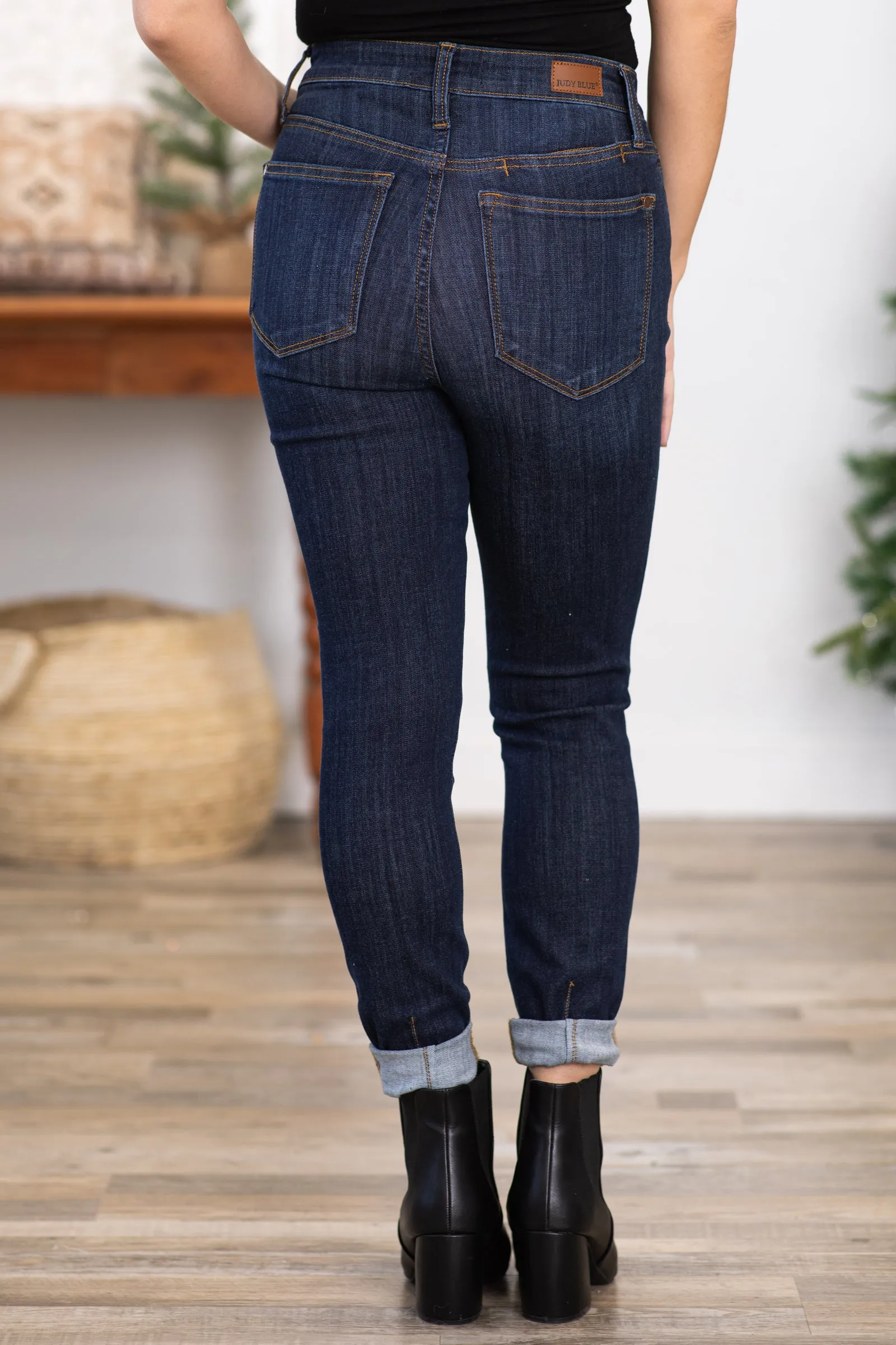 Judy Blue Dark Wash Back Yoke Skinny Jeans
