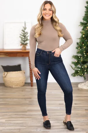 Judy Blue Dark Wash Back Yoke Skinny Jeans