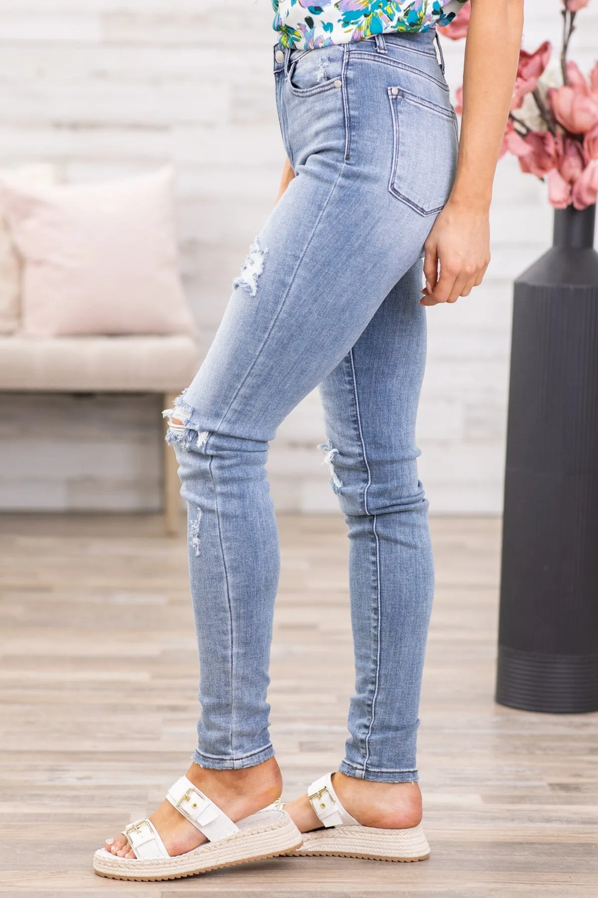 Judy Blue Long Inseam Distressed Jeans