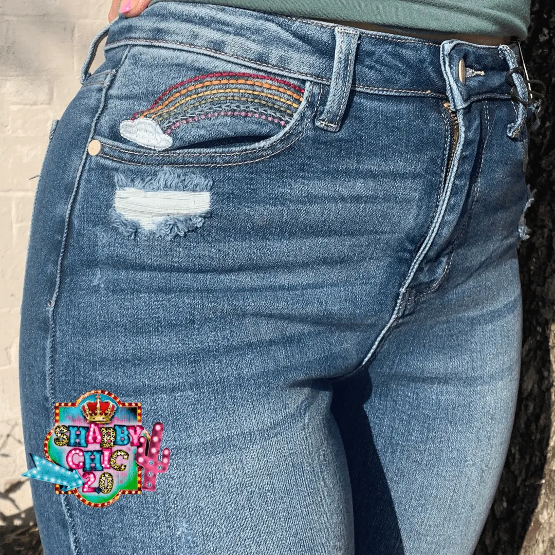 Judy Blue Over the Rainbow Cropped Straight Leg Jeans