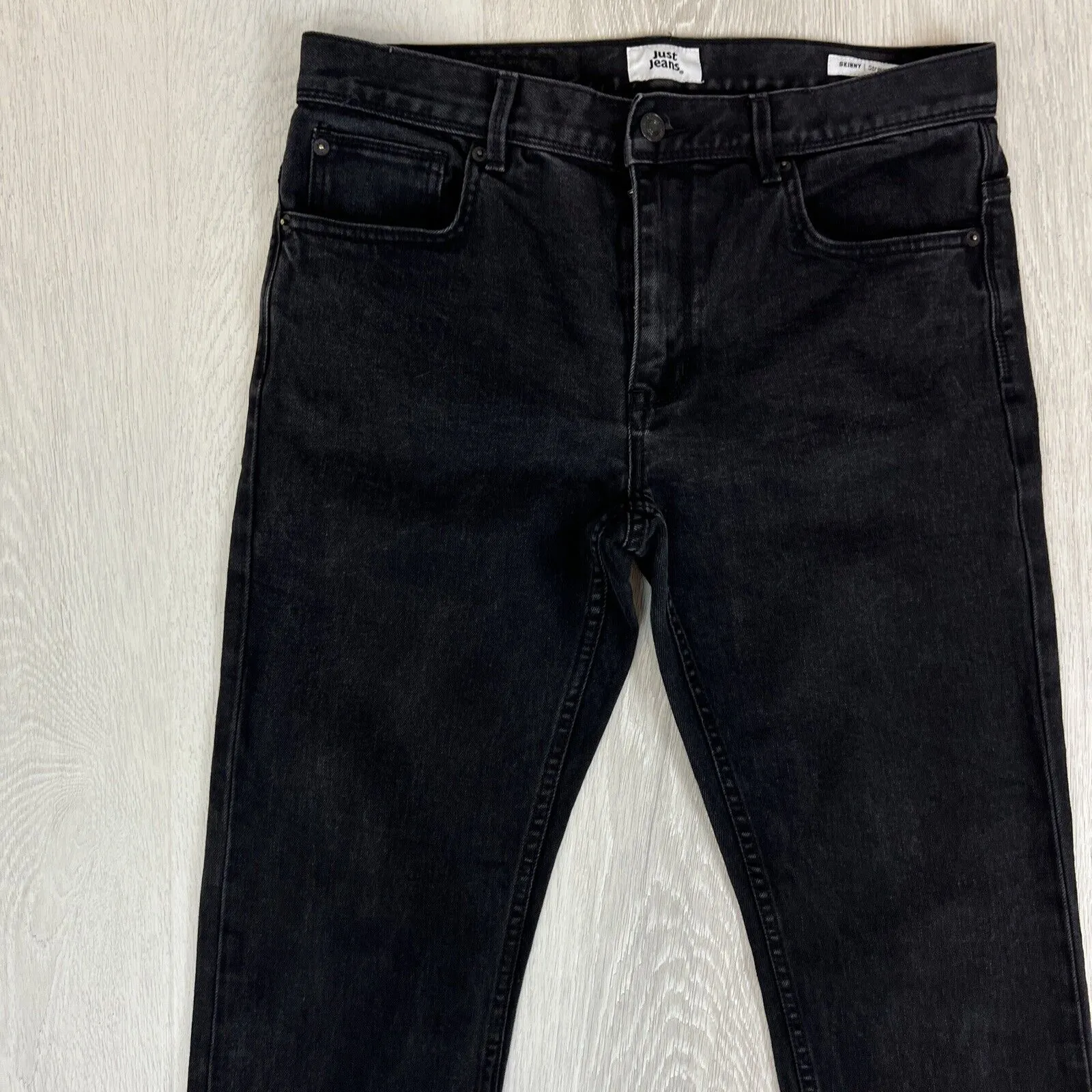 Just Jeans Mens Black Skinny Straight Denim Jeans Size 32