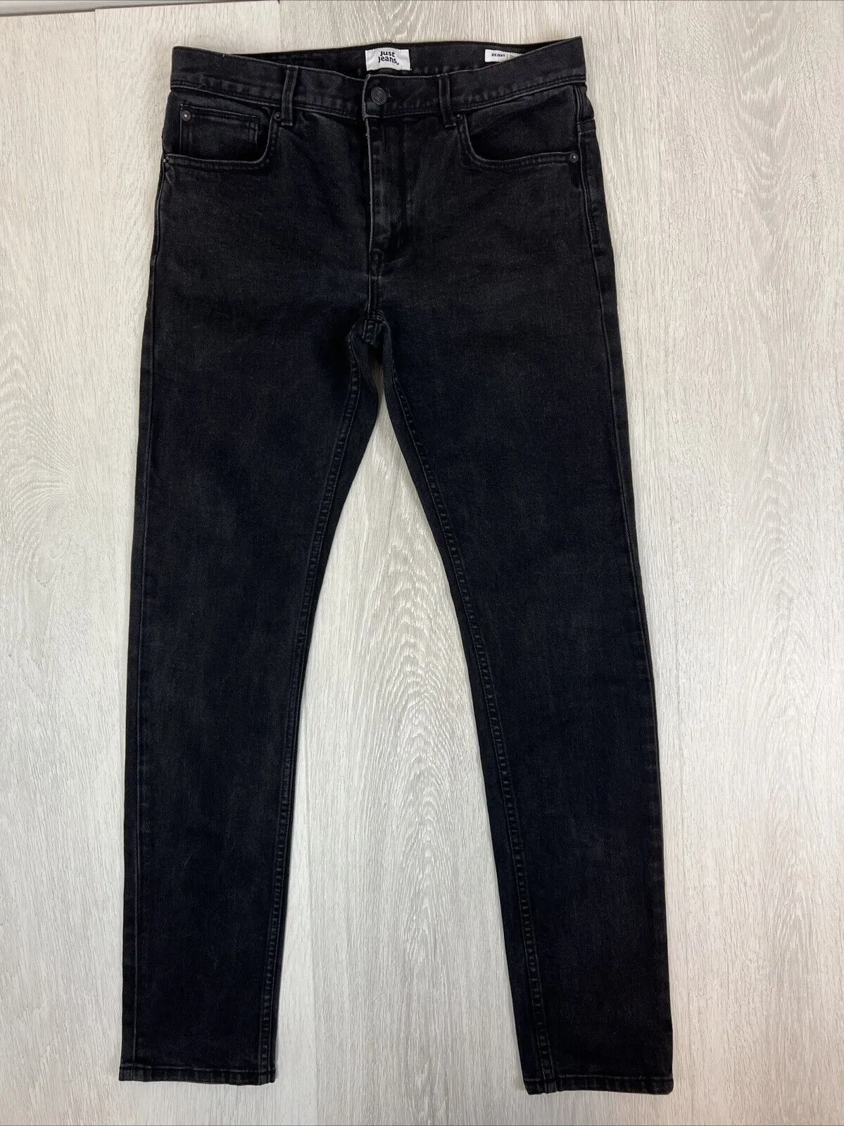 Just Jeans Mens Black Skinny Straight Denim Jeans Size 32