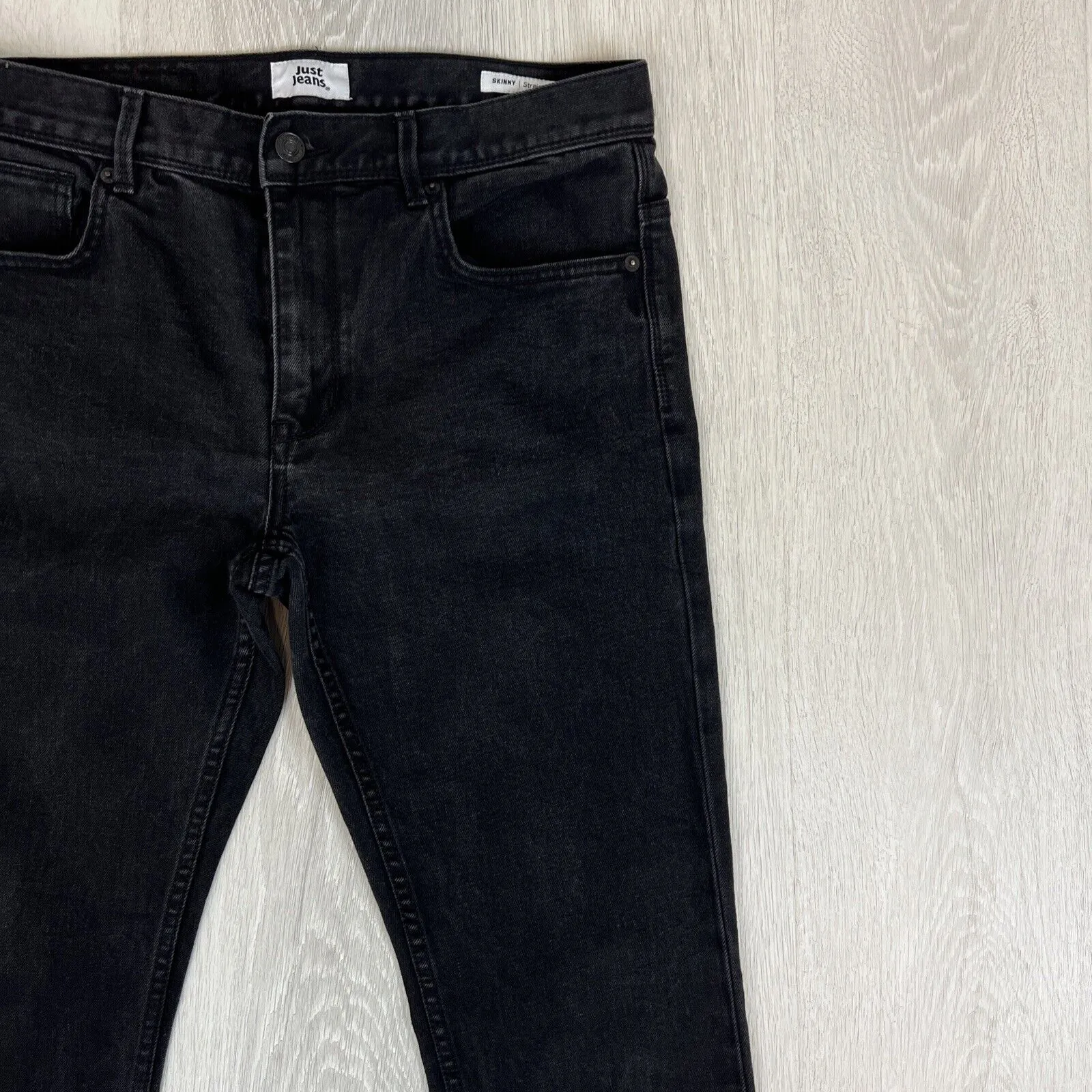 Just Jeans Mens Black Skinny Straight Denim Jeans Size 32