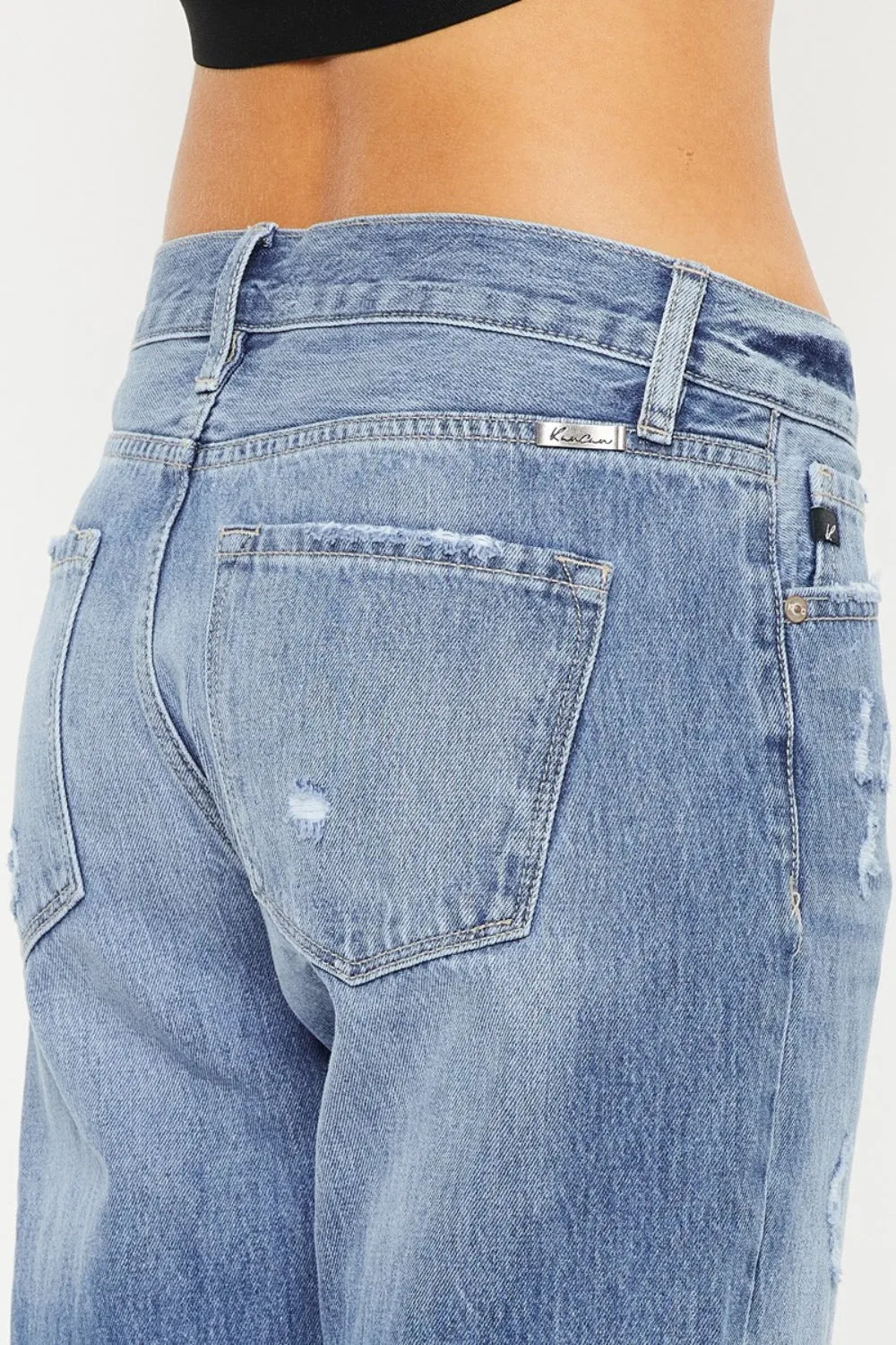 Kancan Mid Rise Distressed Straight Jeans ONLINE EXCLUSIVE