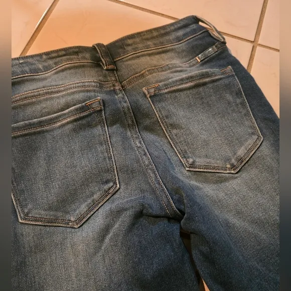 Kancan Skinny Jeans Denim Size 23 Cropped Frayed Cut Out at Ankles Slim Stretch