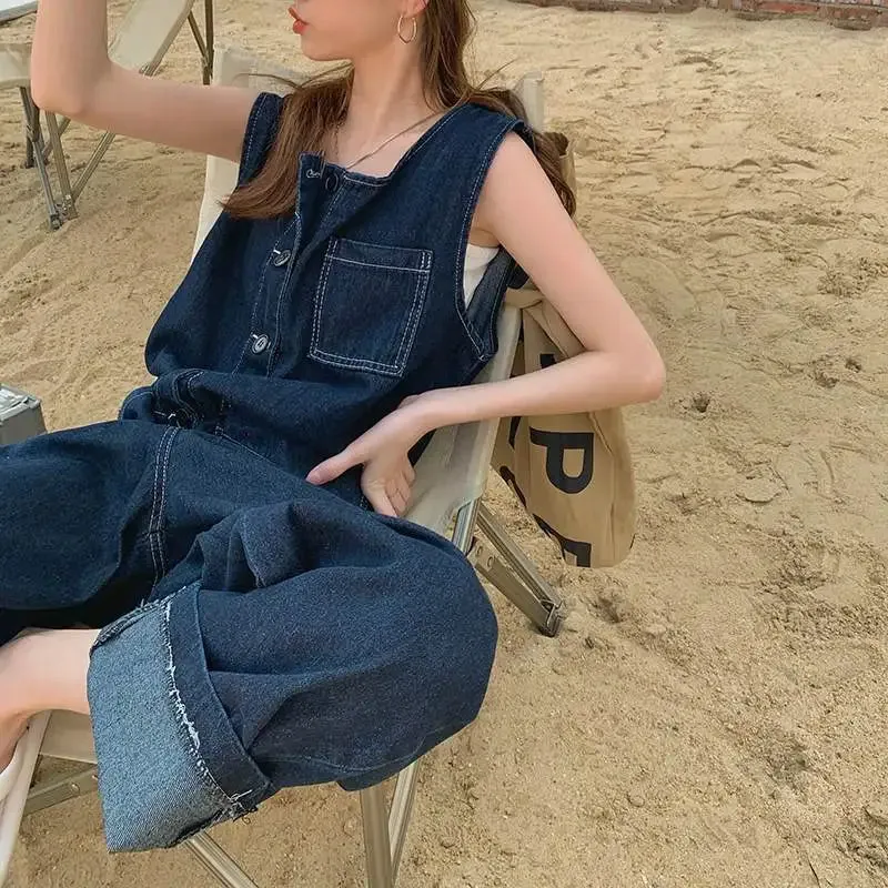 Korean Jumpsuits Sleeveless Jeans