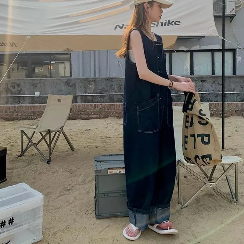 Korean Jumpsuits Sleeveless Jeans