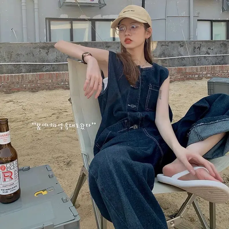 Korean Jumpsuits Sleeveless Jeans