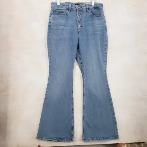 Lee Heritage jeans Women US 14P blue exposed button fly flare hem cotton blend