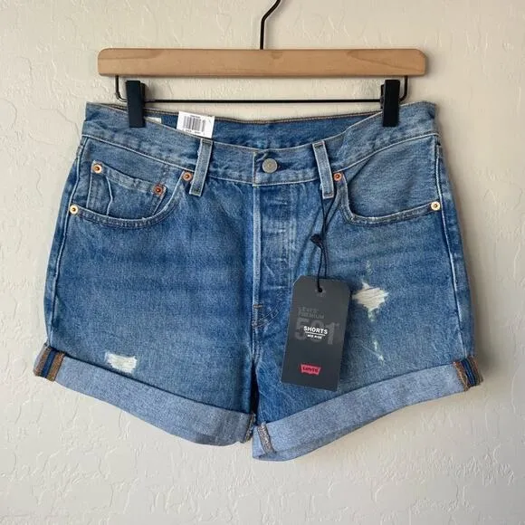 Levi’s 501 distressed jeans shorts NWT 25